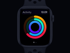 Apple watch displaying statistics of basic activity of the body 